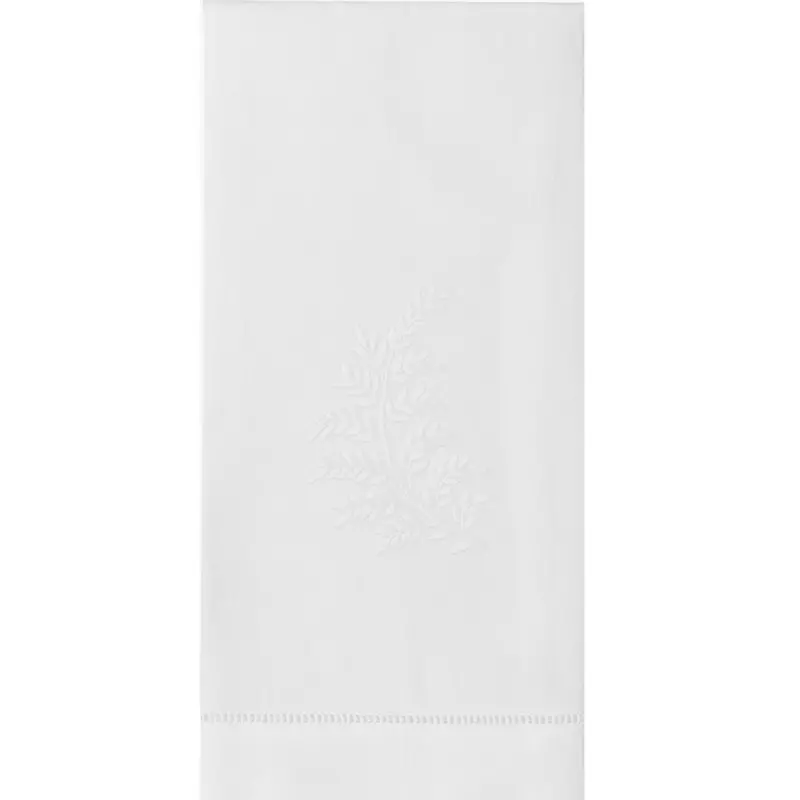 Botanical White Leaves Design Cotton Hand Towels 1