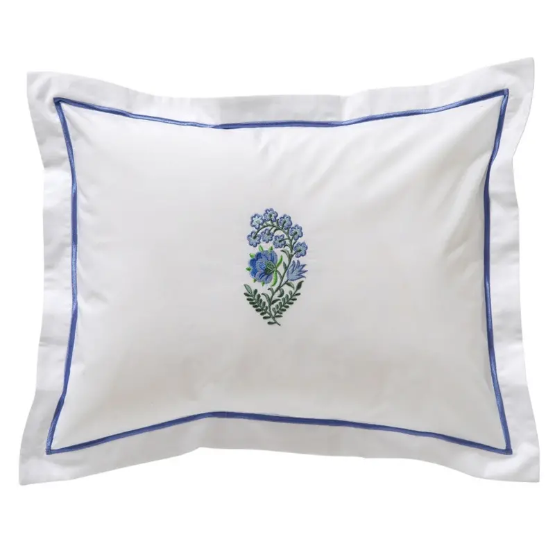 Boudoir Pillow Cover With Sophisticated Blue Fleur Embellishment 1