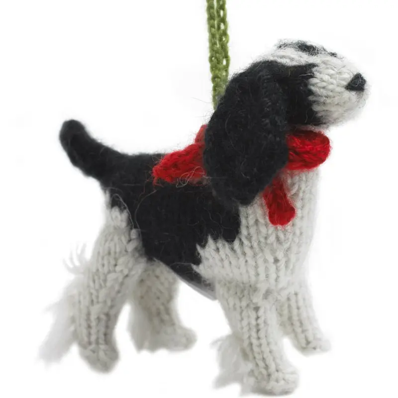 Brown Spaniel Hand-Knit Holiday Ornament 1