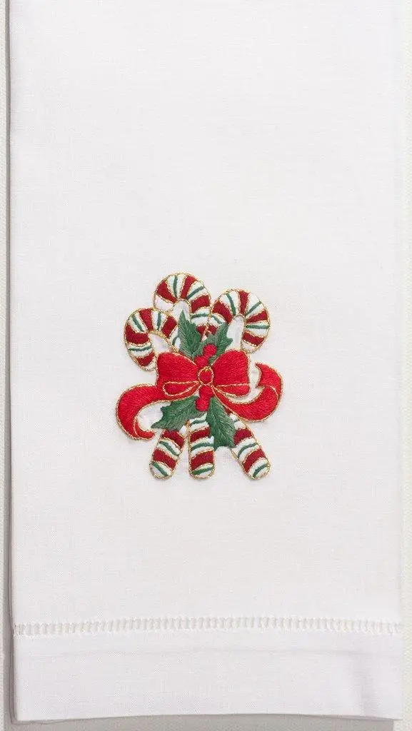 Candy Cane–Patterned Festive Hand Towels 1