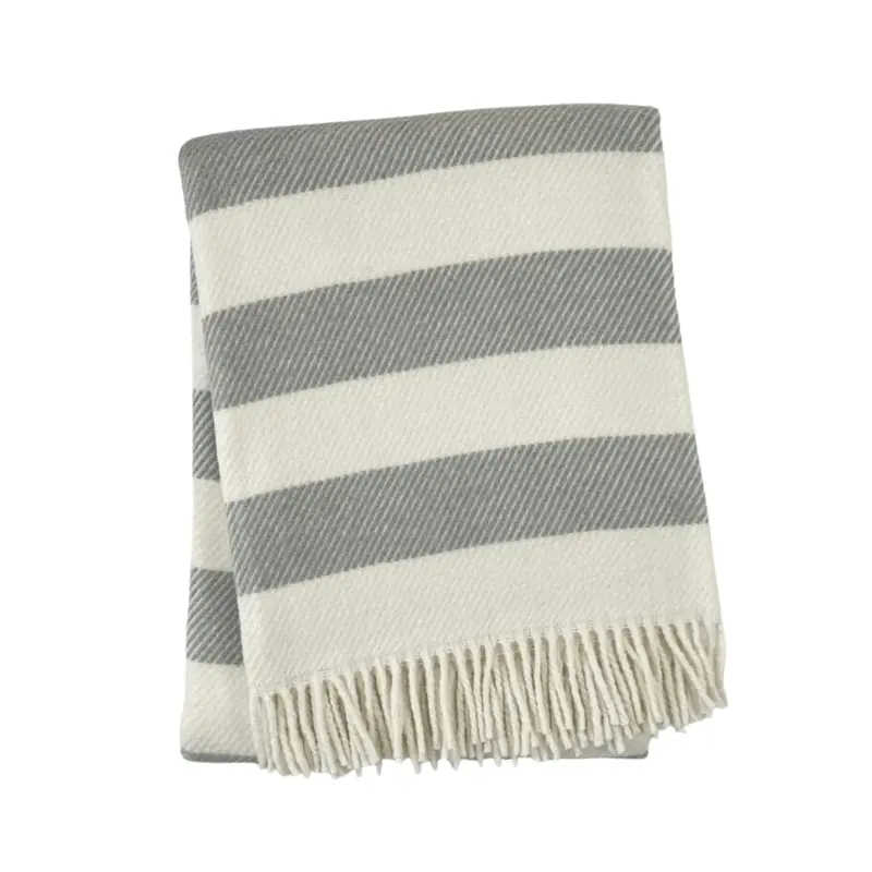 Candy Stripe Fringed Throw Blanket – Custom Monogram Option 1