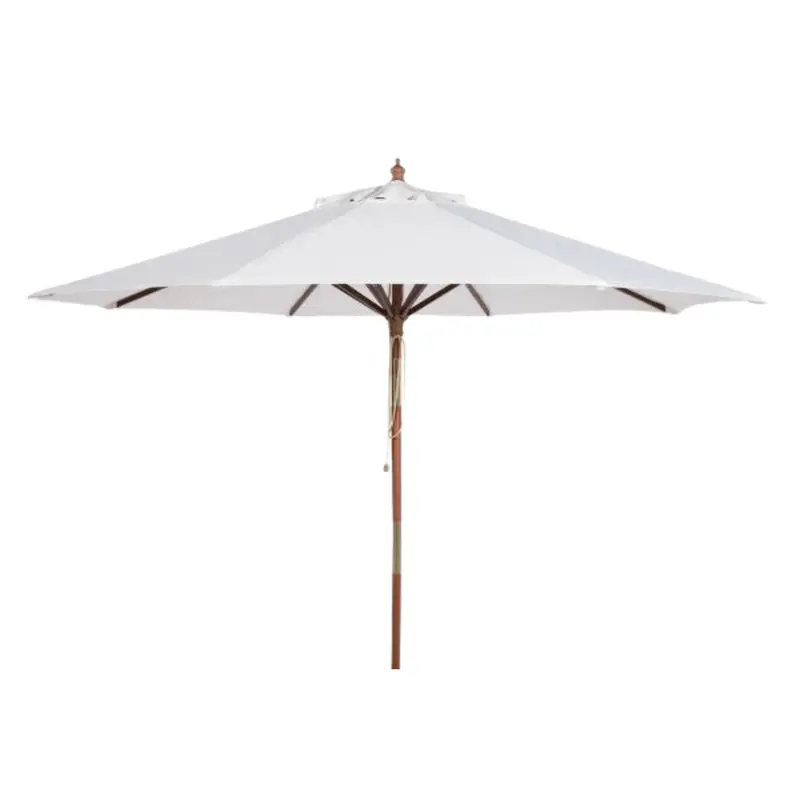 Cannes 9-Foot White Wooden Outdoor Market Umbrella 1
