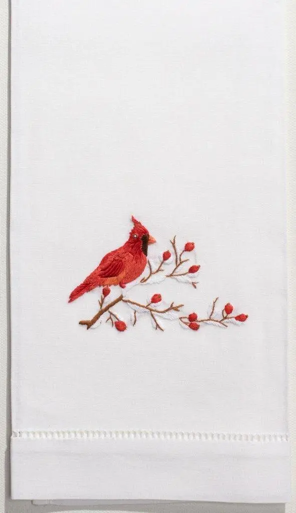 Cardinal Bird–Print Cotton Hand Towels 1