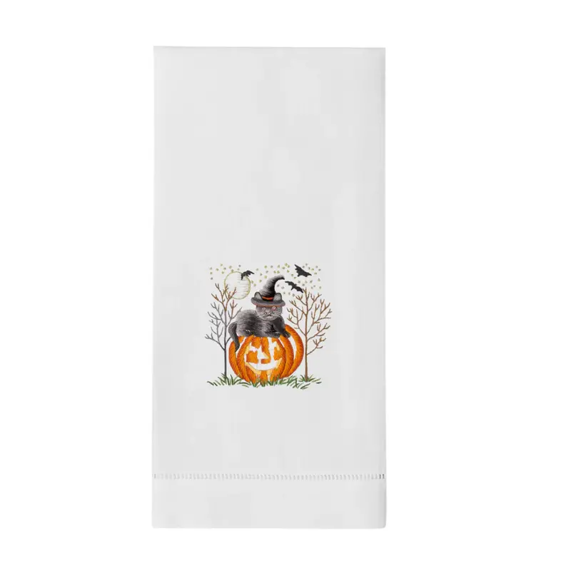 Cat-O'-Lantern Halloween Hand Towels 1