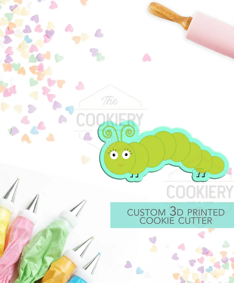 Caterpillar Cookie Cutter – Playful Spring Insect Design – Nature-Inspired 3D Printed Baking Tool 1