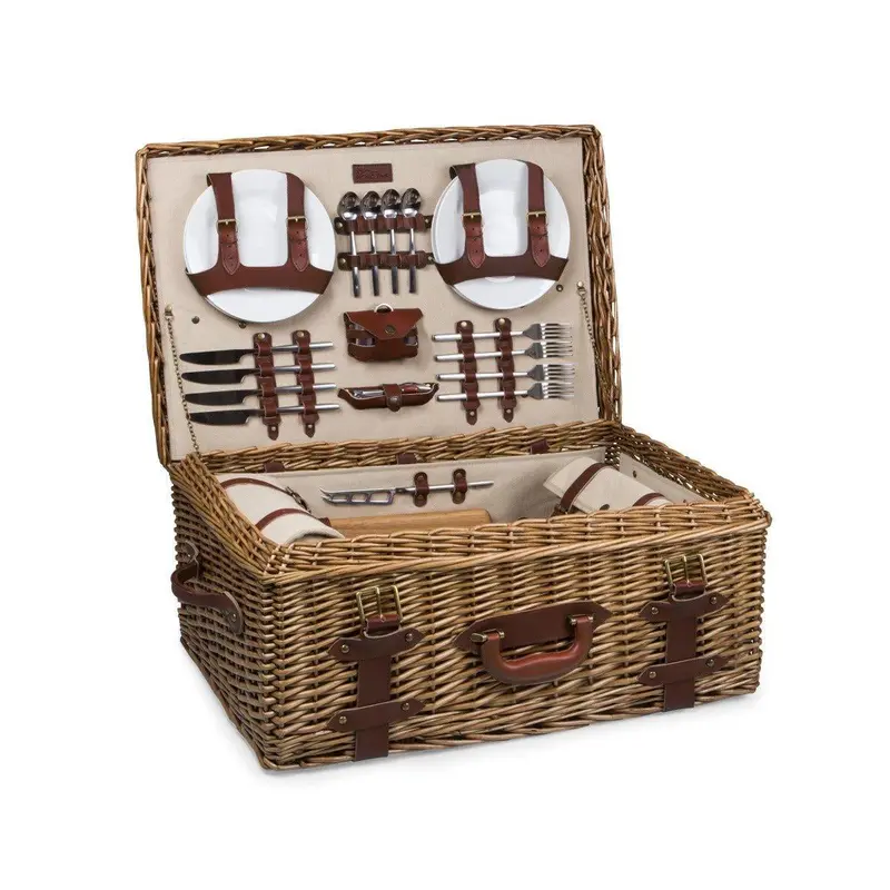 Charming 4-Person Wicker Picnic Basket Set 1