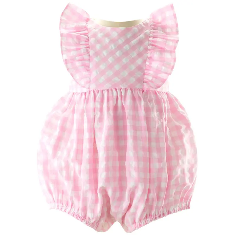 Checkered Ruffle Baby Romper 1