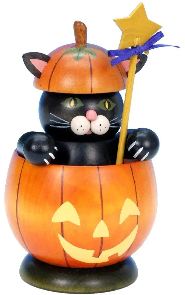 Christian Ulbricht Black Cat In Pumpkin Incense Burner – Halloween Decor 1
