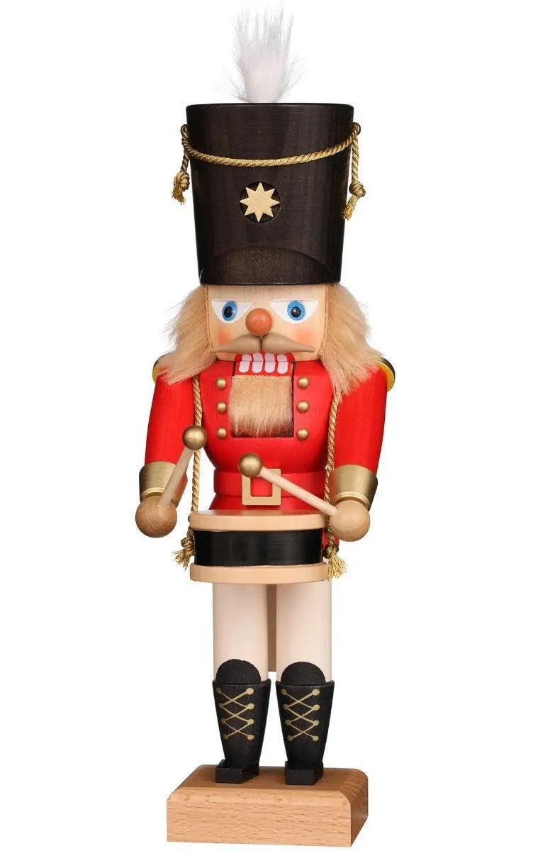 Christian Ulbricht-Seiffen Red Drummer Nutcracker – Traditional German Wood Carving 1