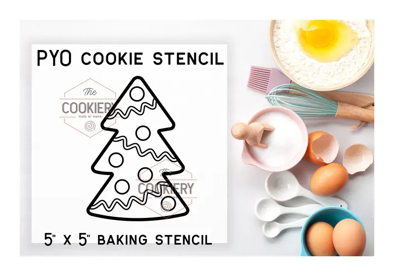Christmas Paint-Your-Own Stencil – Holiday Ornament & Tree Designs – Reusable Baking Template – Tck22637 1
