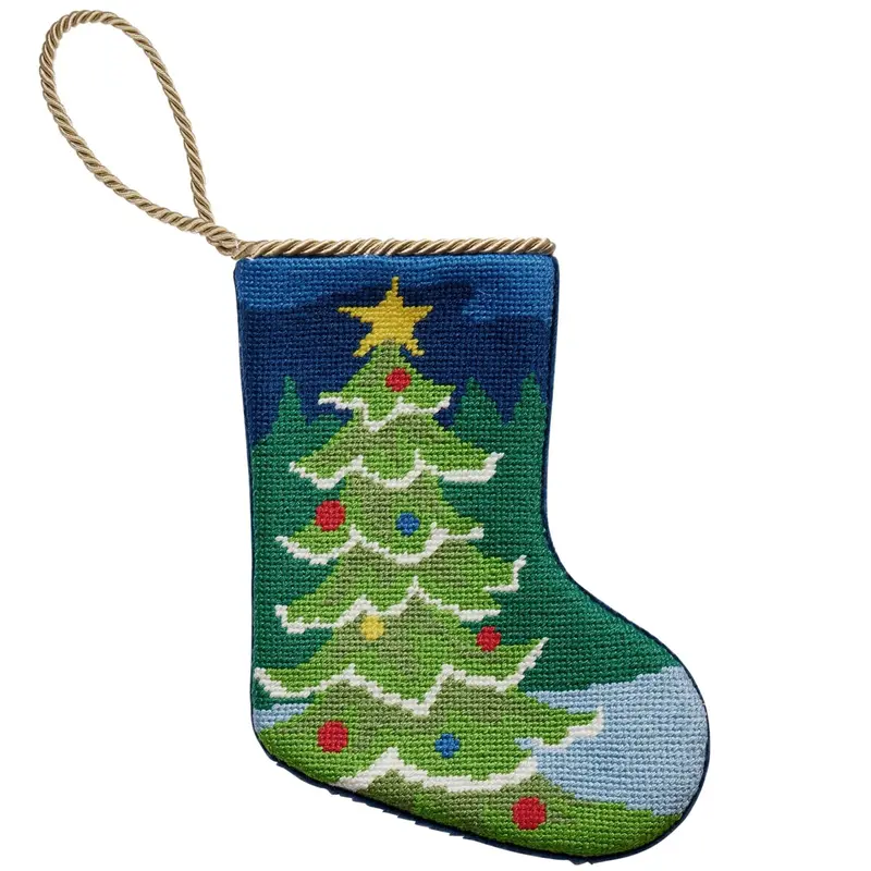 Christmas Tree Embroidered Mini Stocking 1