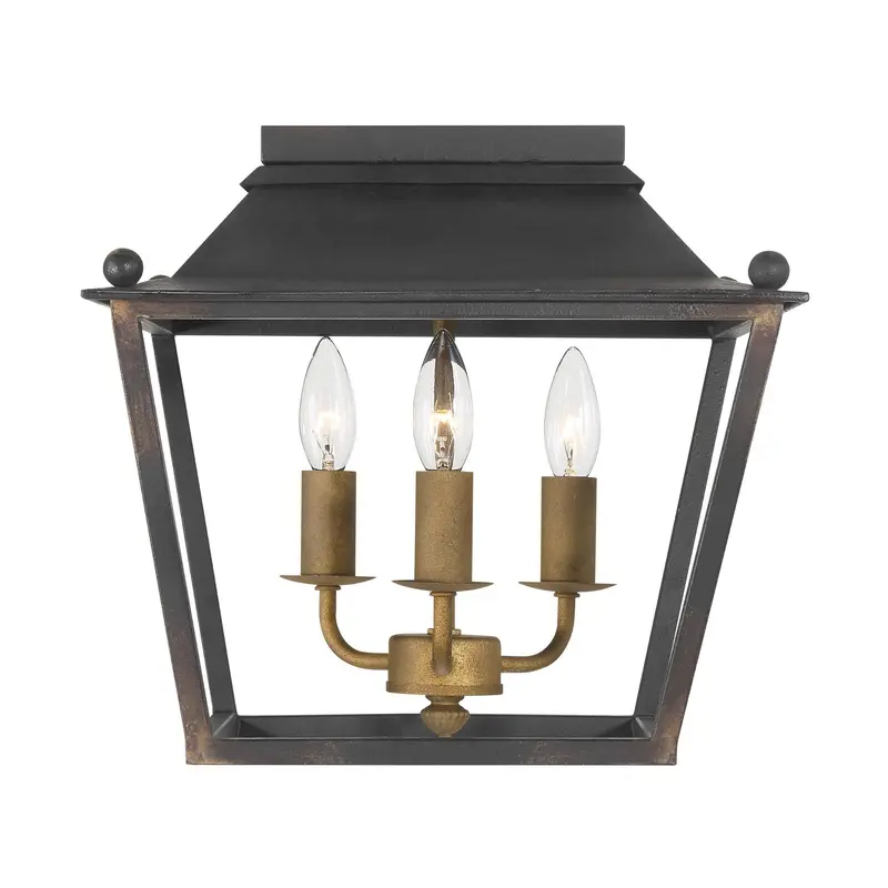 Christoff 3-Light Antique Black Iron Flush Mount Ceiling Light 1