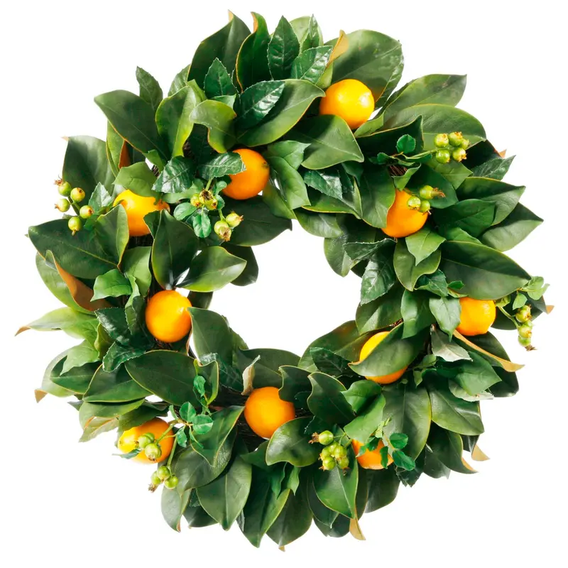 Citrus-Themed Wreath With Lemon Accents – 24-Inch Yellow-Tone Ring 1