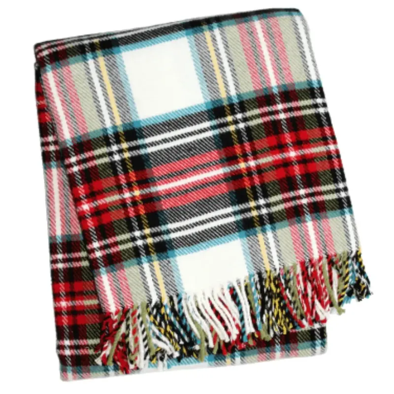 Classic Tartan Plaid Throw Blanket With Fringed Edges – Personalizable 1