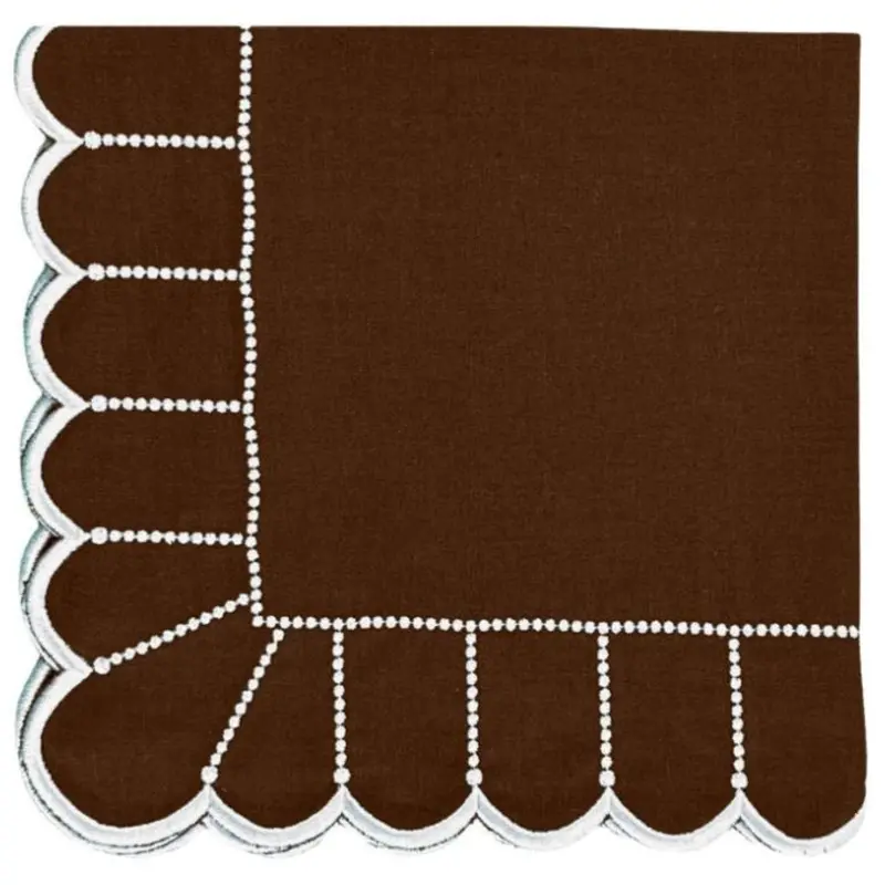 Cocoa And White Linen Napkin Set (4-Pack) 1