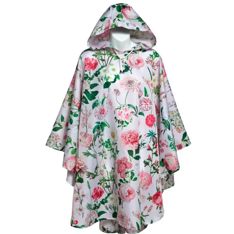 Compact Pink Peony Poncho Travel Wrap 1