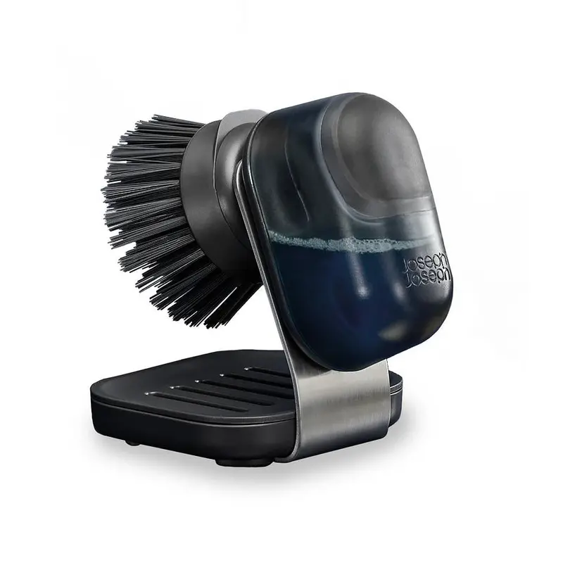 Compact Sinktech™ Soap-Dispensing Brush – Slim Steel Stand 1