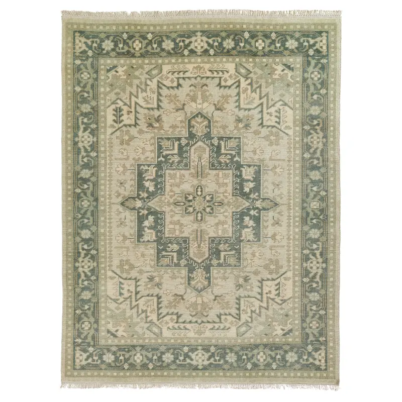 Concord Green Hand-Knotted Wool Area Rug 1