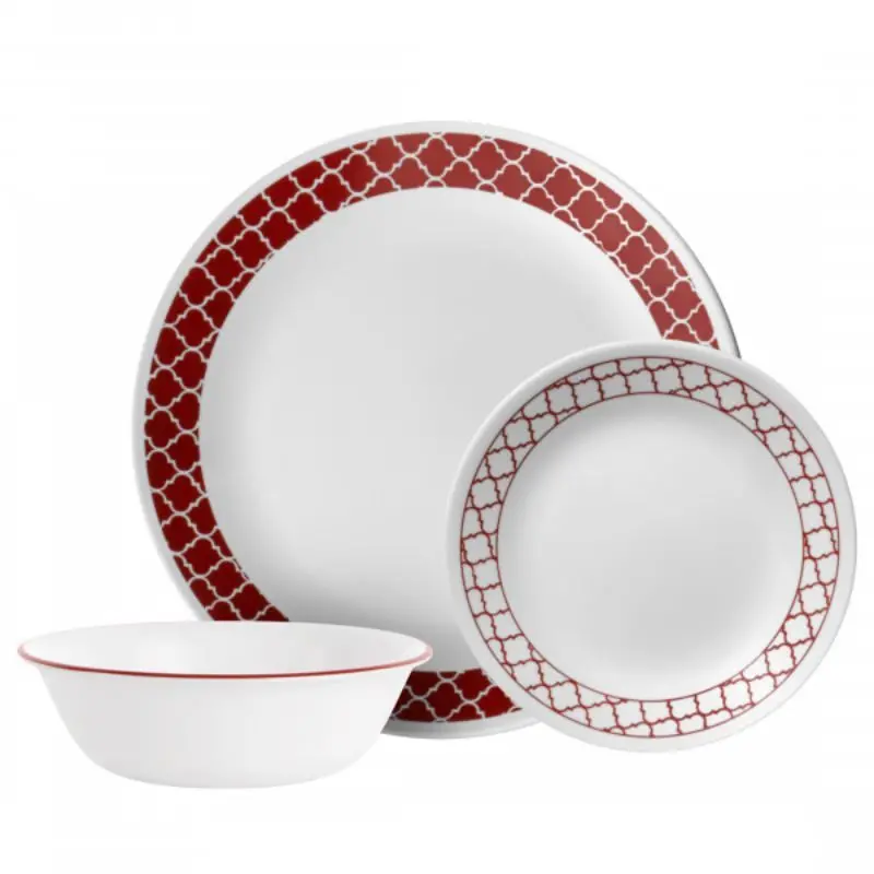 Corelle Crimson Trellis 12-Piece Dinnerware Collection 1