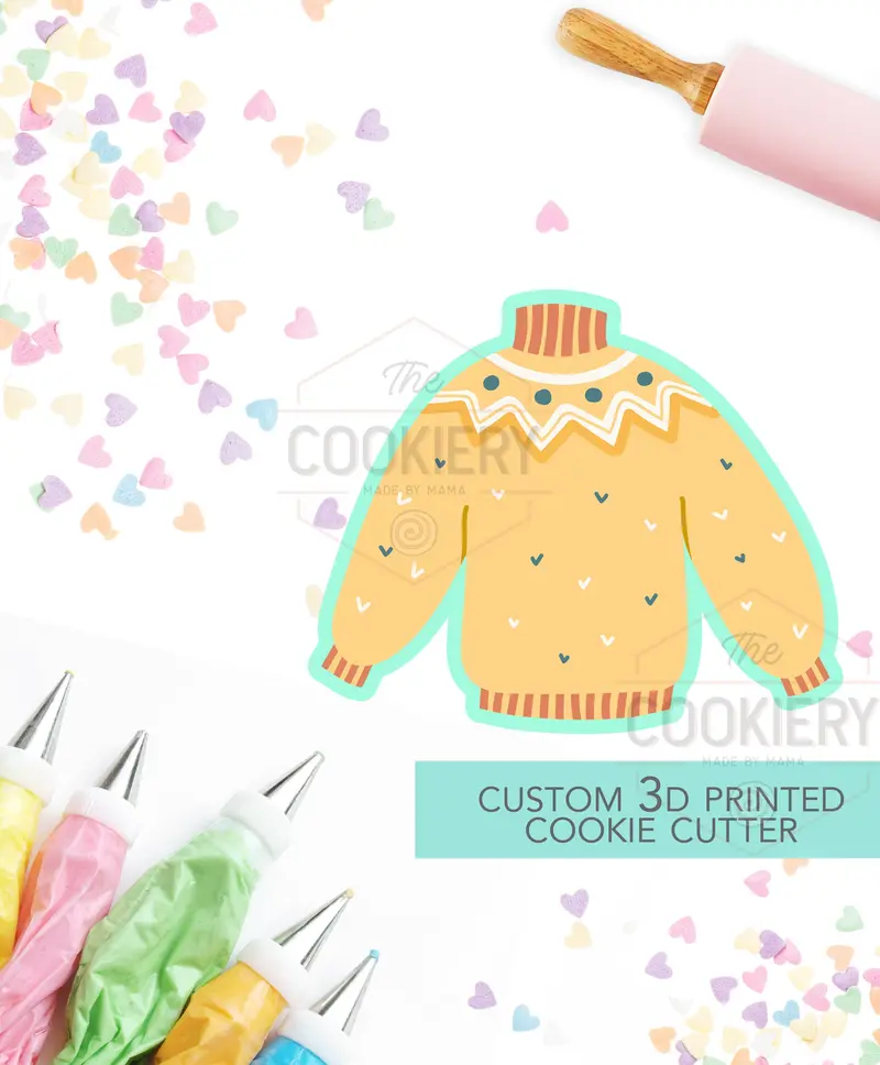 Cozy Fall Turtleneck Sweater Cookie Cutter – Festive Autumn & Holiday Baking Tool – 3D-Printed (Tck72123) 1