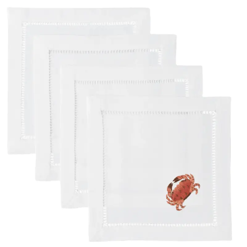 Crab-Embroidered Cocktail Napkins – Set Of 4 1