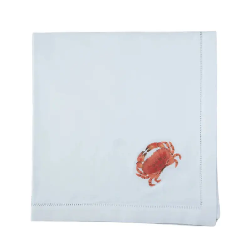Crab-Embroidered Linen Dinner Napkins – Set Of Four 1