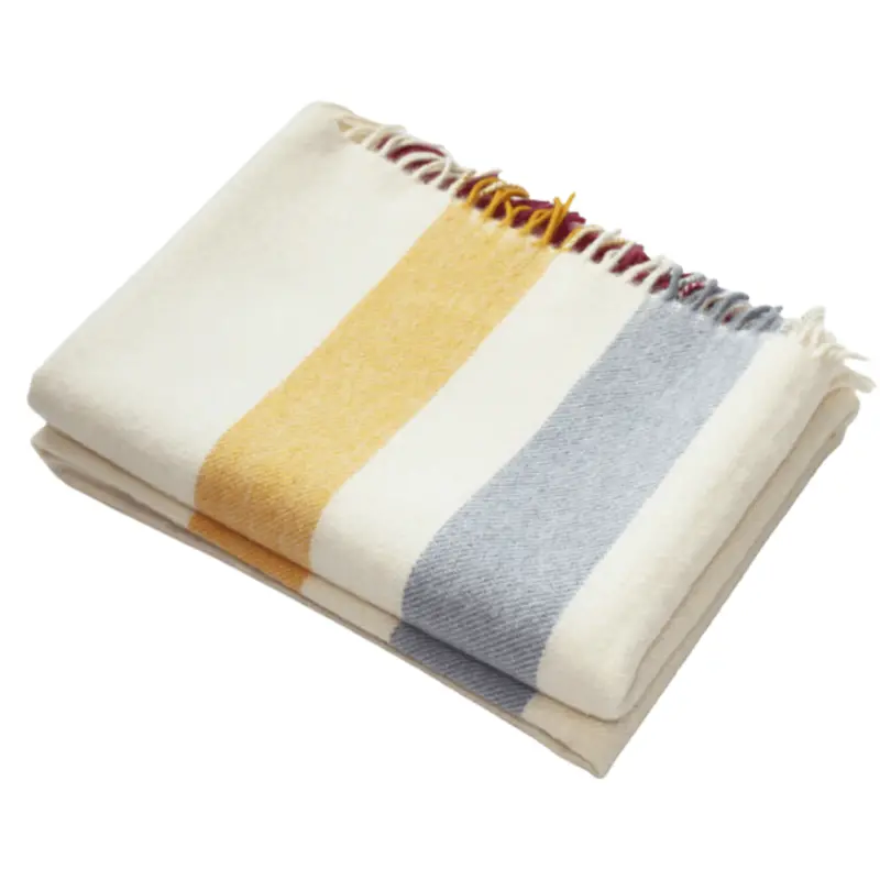 Cream-And-Charcoal Striped Alpaca-Merino Wool Throw 1