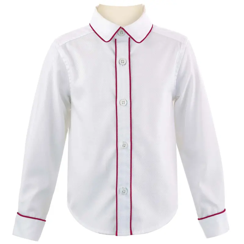 Crimson Piqué-Trimmed Cotton Shirt 1