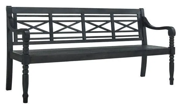 Dark Slate Grey Lattice-Back Garden Bench 1