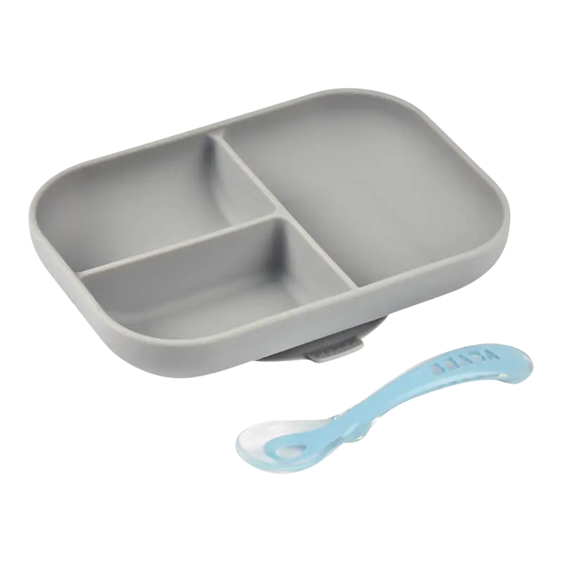 Divided Silicone Feeding Plate With Matching Spoon 3
