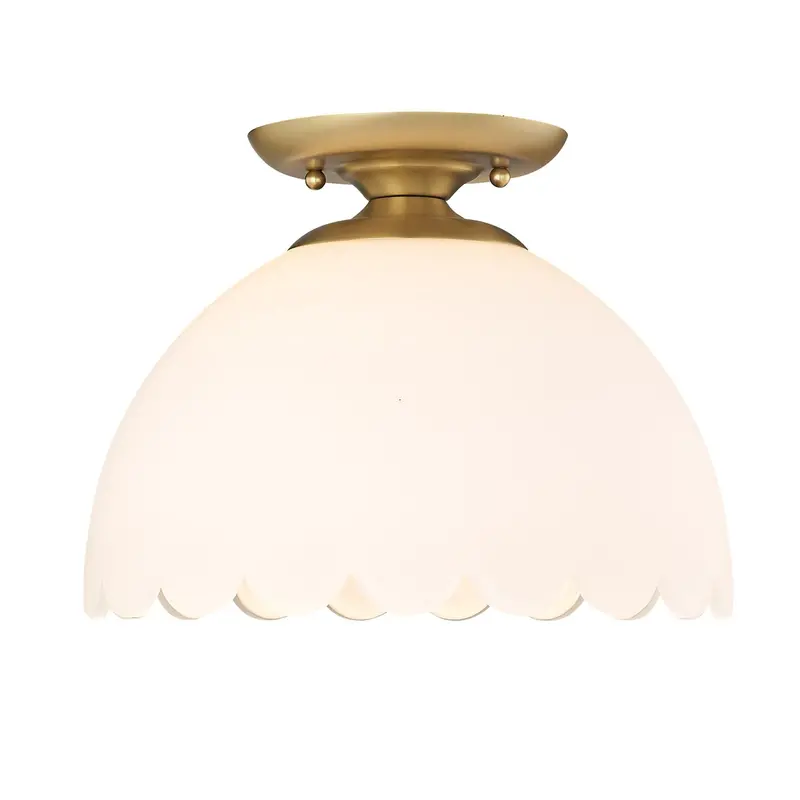 Dorinda Semi-Flush Ceiling Light In Brushed Champagne Bronze With Opal Glass 1