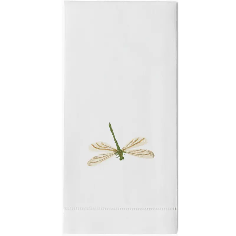 Dragonfly-Embroidered Cotton Hand Towels 1