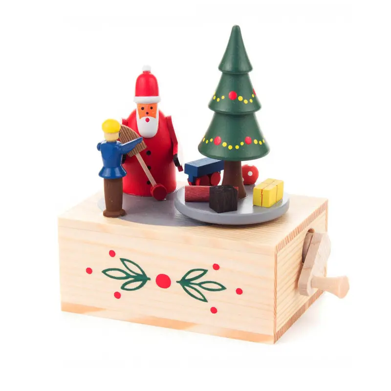 Dregeno Hand-Crank Music Box Ornament: Santa With Christmas Tree 1