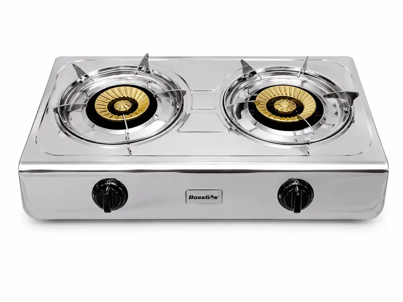 Dual-Burner Stainless Steel Gas Stove – Portable Tabletop Wok Hob For Indoor & Outdoor Use 1