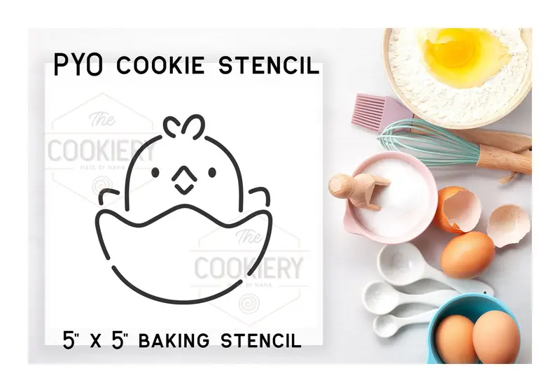 Easter Chick Emerging From Egg Stencil – Reusable Cookie & Airbrush Template 1