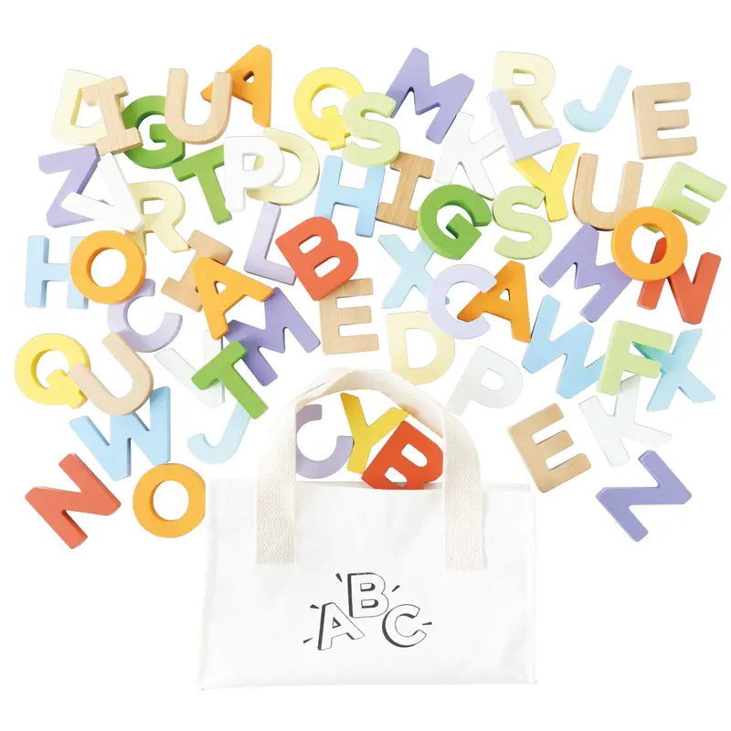 Educational Wooden Alphabet Blocks With Carry Bag 1