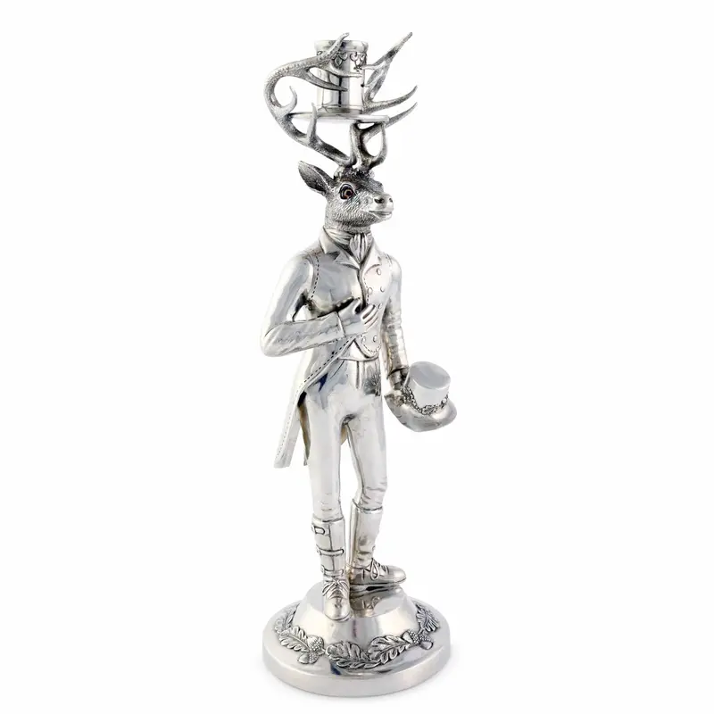 Elk-Inspired Tall Pewter Candlestick 1