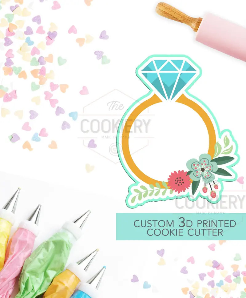 Engagement Ring Cookie Cutter – Delicate Floral Band For Wedding Celebrations 1