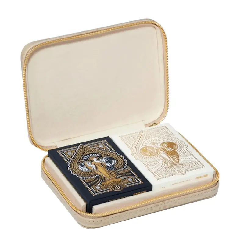 Enzo Fawn Leather Travel Card Game Set 1