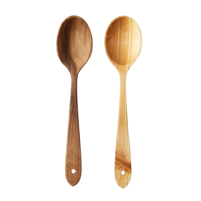 Euro-Designed Large Fruitwood Serving Spoon Set 1