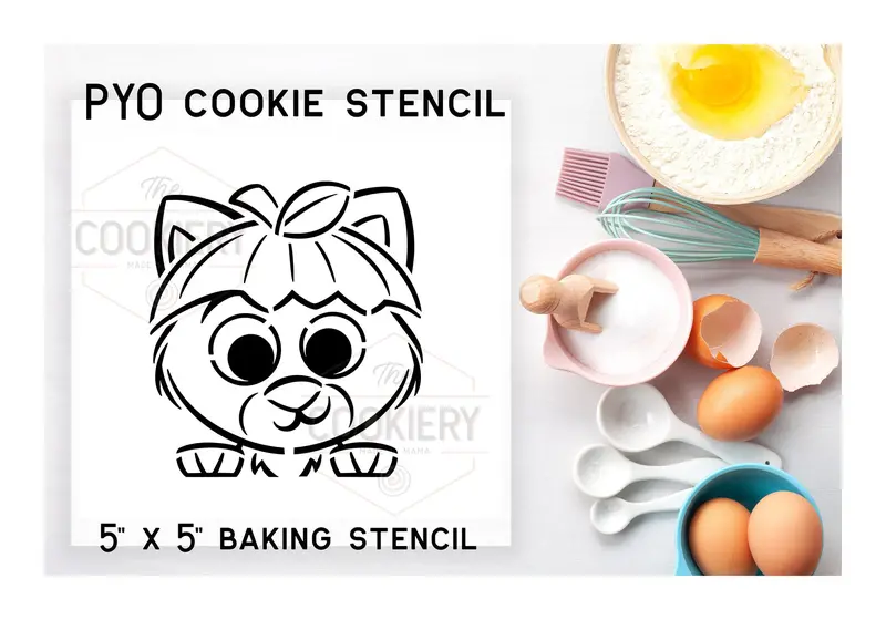Expressive Black Cat Face Stencil – Customizable Cookie & Airbrush Template 1