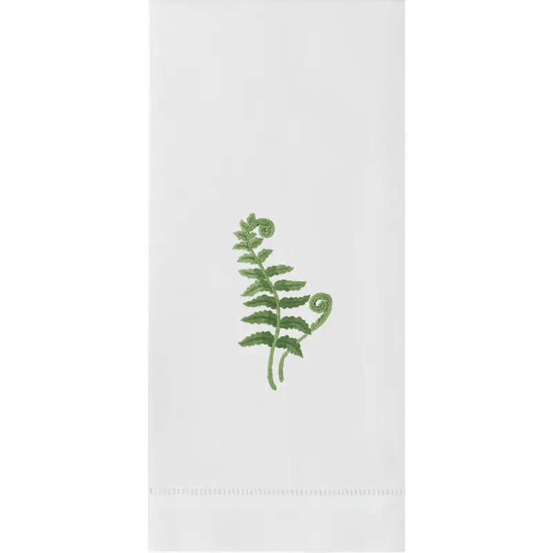 Fern Frond Motif Linen Hand Towels 1