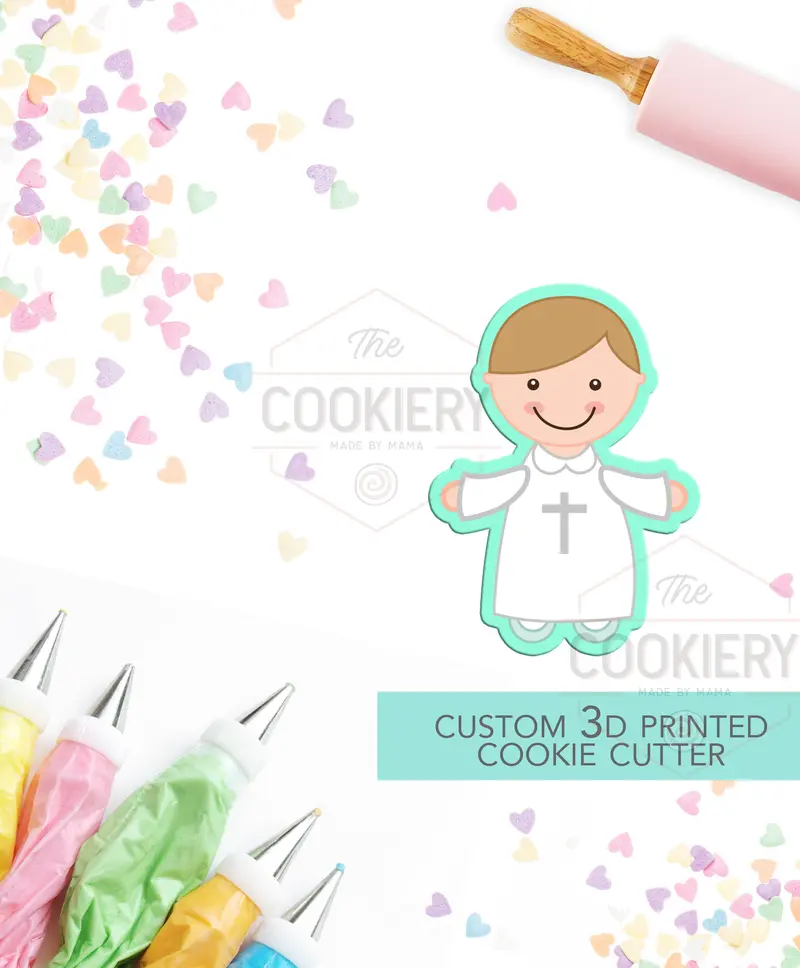 First Communion Boy Cookie Cutter – Baptism-Themed Baking Template – 3D Printed Figurine 1