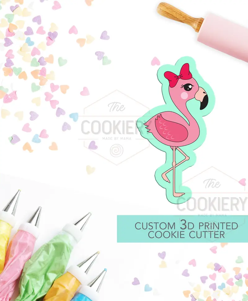 Flamingo With Bow Cookie Cutter – Tropical Summer Beach Baking Template 1