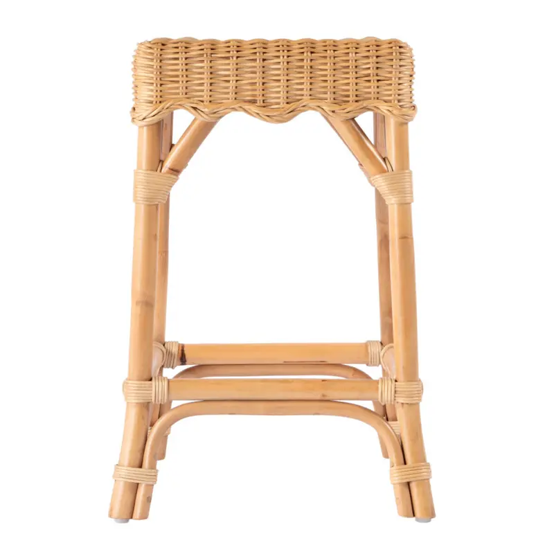Flora Light Brown Scalloped Rattan Counter Stool 1