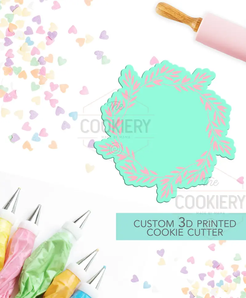 Floral Leaf Ring Cookie Cutter – Layered Botanical Wreath Design – 3D Printed (Tck48150) 1