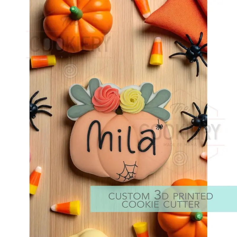 Floral Pumpkin 3D Printed Cookie Cutter – Fall & Halloween Baking 1