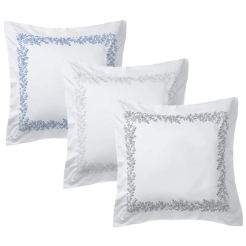 Floral Vine Embroidered Euro Sham Pair 1