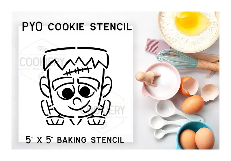 Frankenstein Character Stencil – Reusable Airbrush & Cookie Decorating Template 1