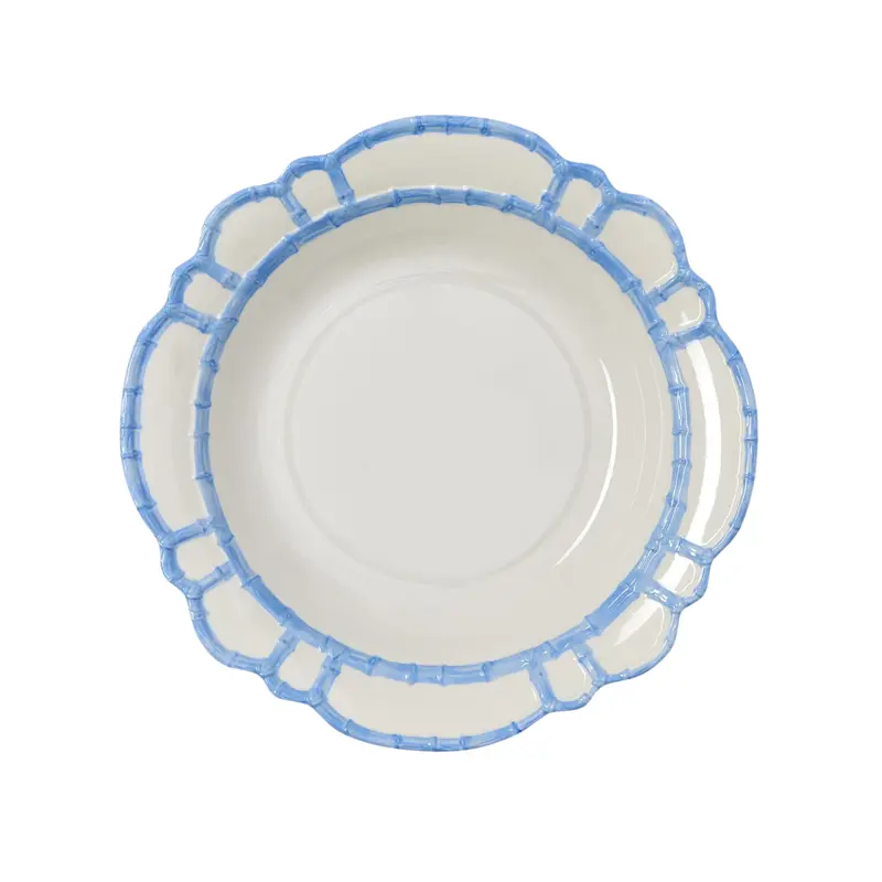 French Blue Bamboo Touch Bowl With Natural Bamboo Edge 1